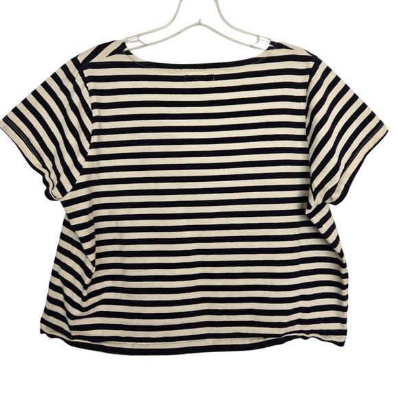 Madewell Setlist Boxy Top Marton Stripe Size M Navy Cotton Nautical Sailor Crop - Picture 2 of 9